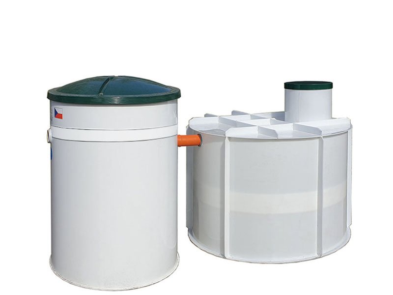 Aquatec AT8 a PPA jímka 5 m³ - sestava čistírny odpadních vod a jímky