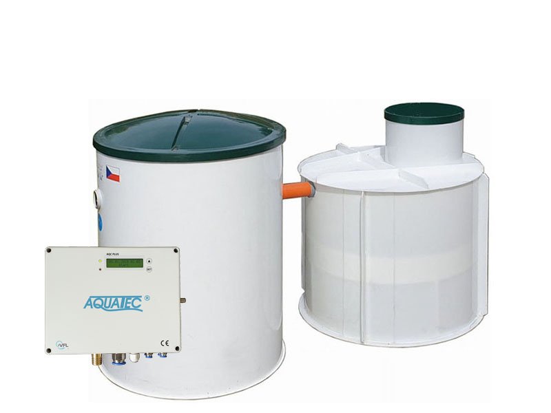 Aquatec AT6 PLUS-GSM a PPA jímka 3 m³ - sestava prémiové čistírny odpadních vod a jímky