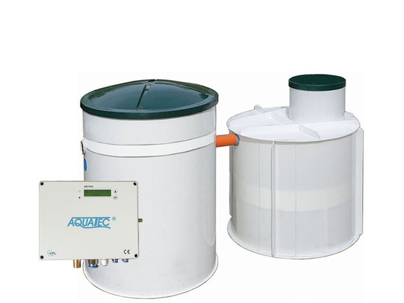 Aquatec AT8 PLUS-GSM a PPA jímka 3 m³ - sestava prémiové čistírny odpadních vod a jímky