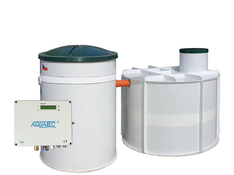 Aquatec AT8 PLUS-GSM a PPA jímka 5 m³ - sestava prémiové čistírny odpadních vod a jímky