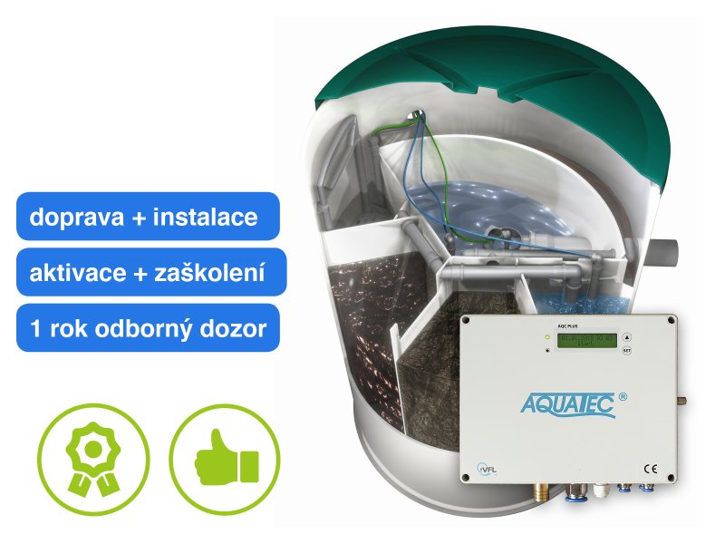 Aquatec AT8 PLUS-GSM prémiová čistírna odpadních vod s balíčkem služeb na klíč